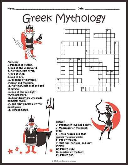 greek mythology crossword puzzle|Greek Gods Crossword Puzzle